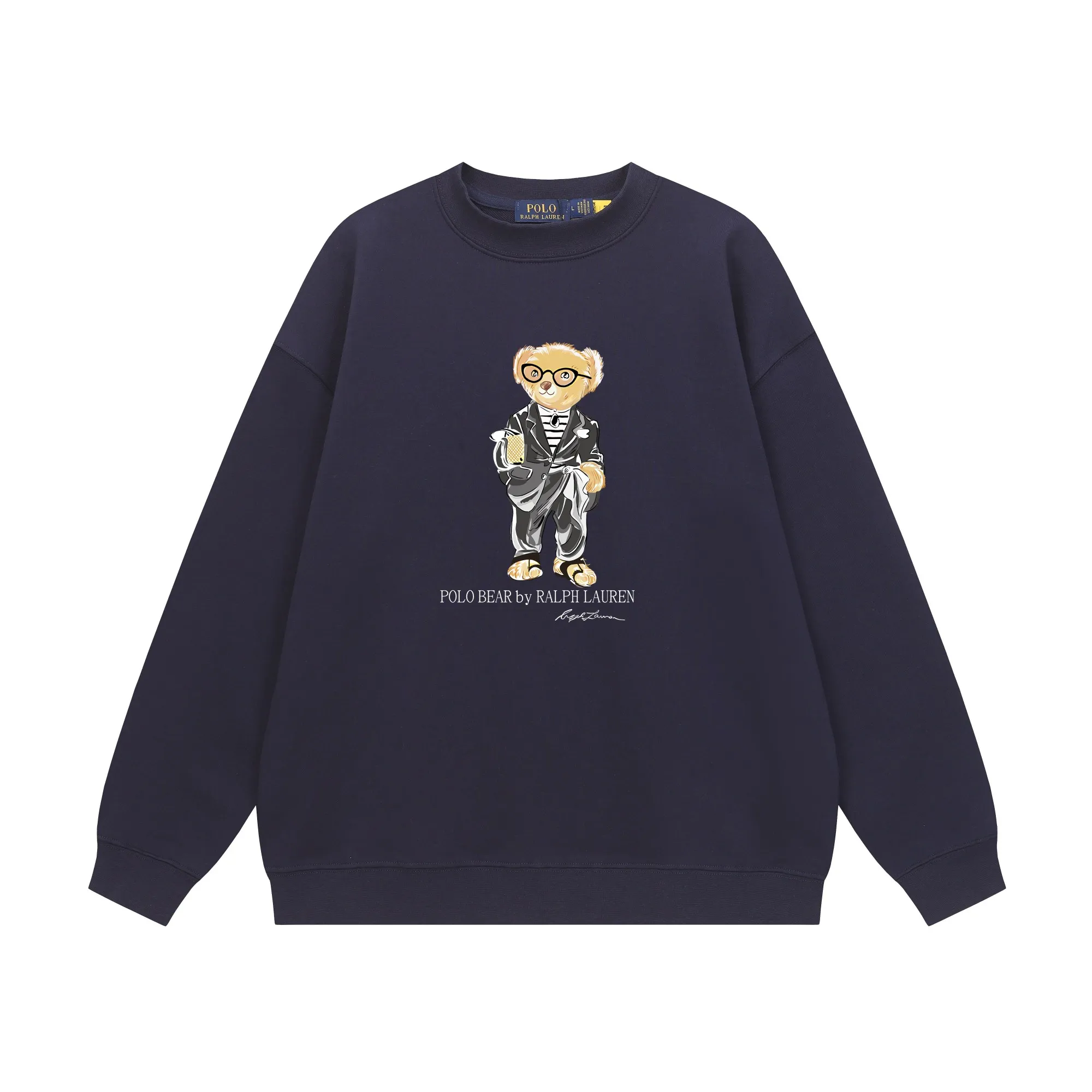 P200 Long-term stock] RalphLauren/Ralph Lauren 2025 autumn and winter new bear letter print 420g heavy large terry sweatshirt Ralph Lauren's age-reducing item, the coat fabric is made of 85% cotton ➕15% polyester, which not only retains the softness, comfort and breathability of cotton, but also adds the wear resistance and wrinkle resistance of polyester fiber, making the clothes more durable and easy to care for. Even in slightly cooler weather, you won't feel stuffy when wearing it. This kind of fabric has a natural crisp feel and is not easy to pill or deform. The bear on the chest is printed with English letters. It is full of color, full of three-dimensionality, and lifelike, adding a bit of liveliness and interest to the whole sweatshirt. There is no pressure to dress, regardless of age or gender. Complete accessories! Color: black, white, navy blue, light floral gray Size: M-L-XL-XXL